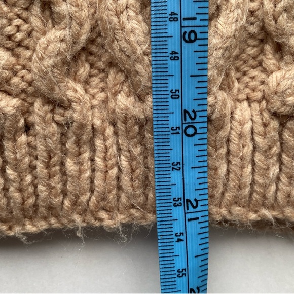 Vintage Hand Knitted Pullover Sweater - Tan Aran Knit - Picture 6 of 7
